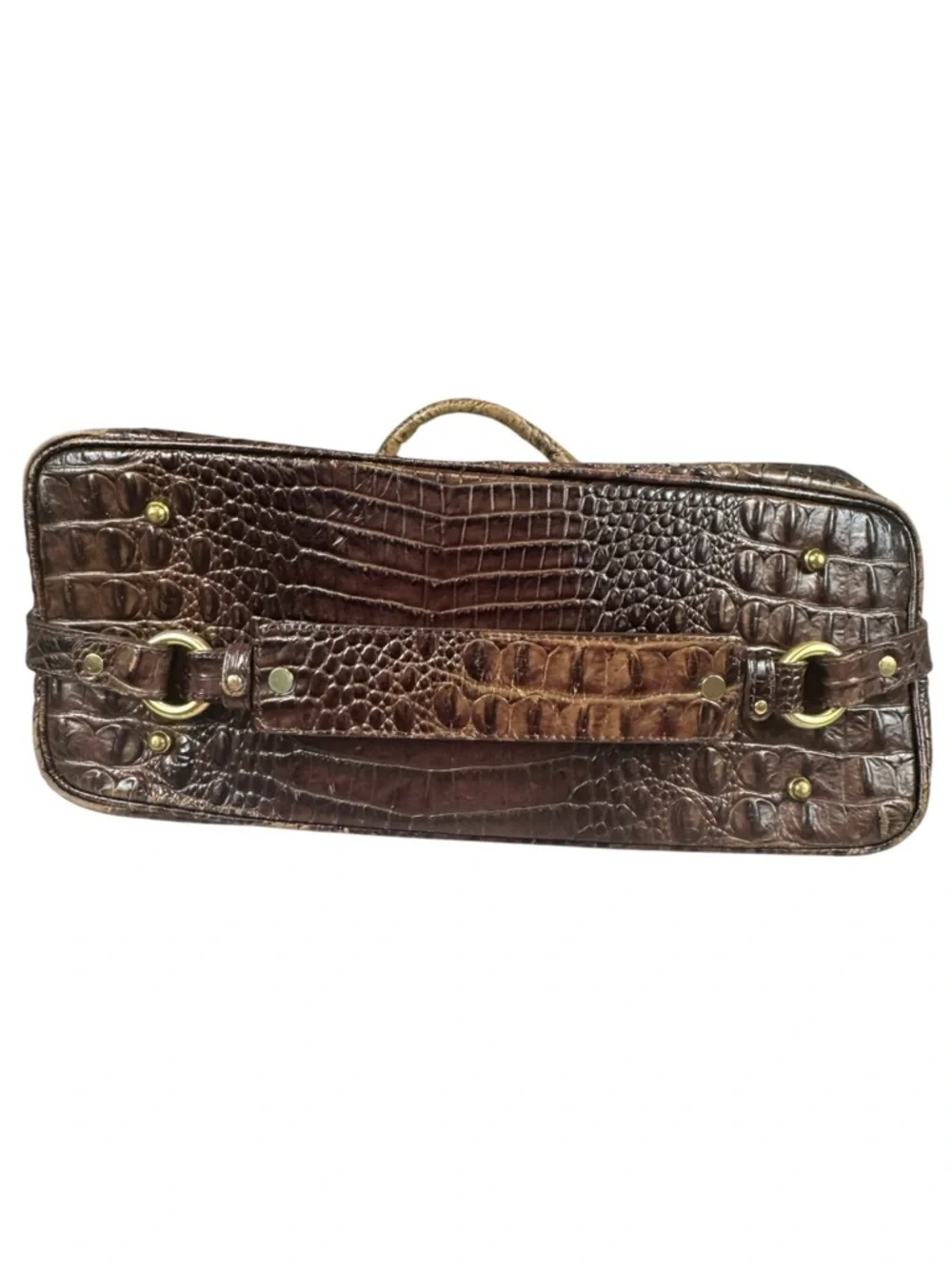 Brahmin Dagny Melbourne Croc Embossed Brown Satchel & Wallet Set